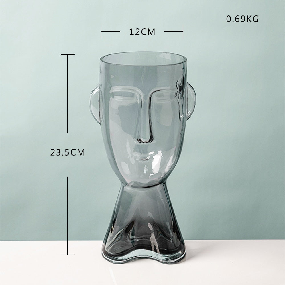 Abstract Human Face Glass Vase Moderne Vases