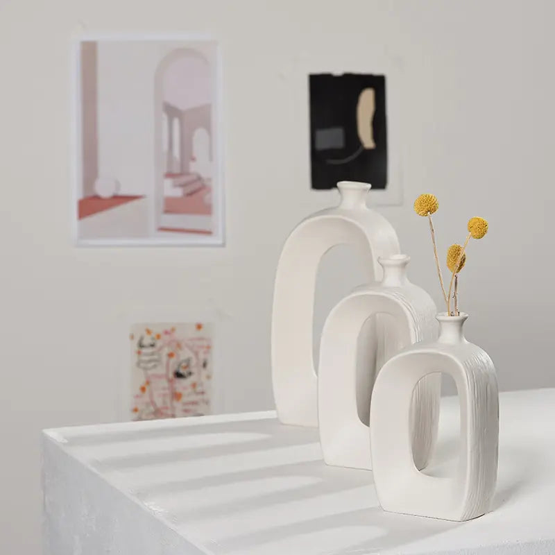 Modern White Ceramic Dried Flower Vase Moderne Vases