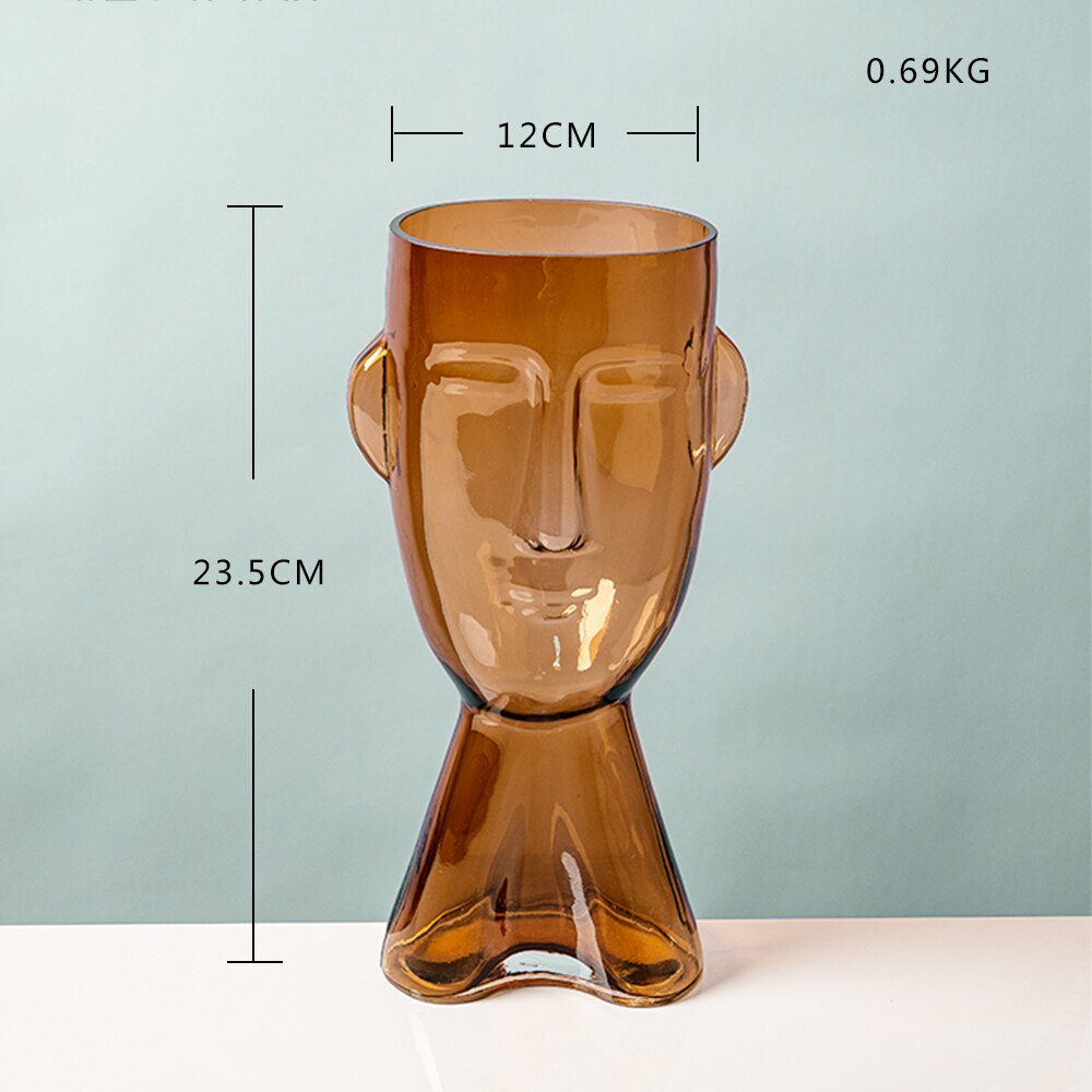 Abstract Human Face Glass Vase Moderne Vases
