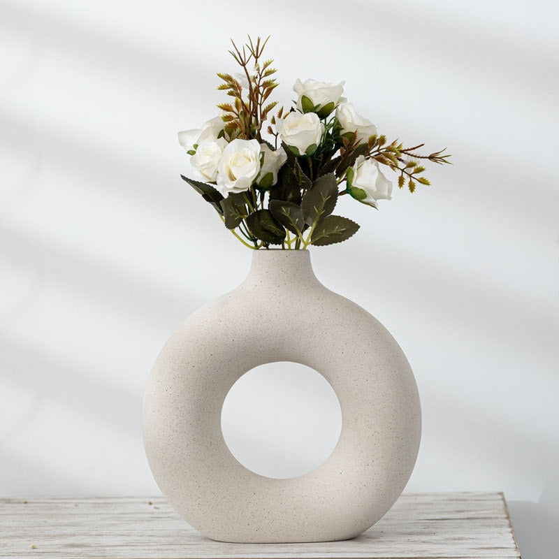 Circular Hollow Ceramic Vase Moderne Vases