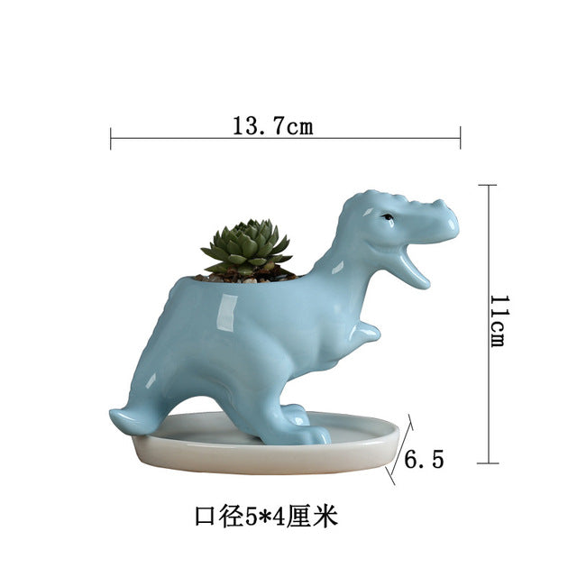 Ceramic Small Dinosaur Plant Pots Moderne Vases