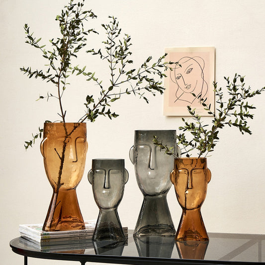 Abstract Human Face Glass Vase Moderne Vases