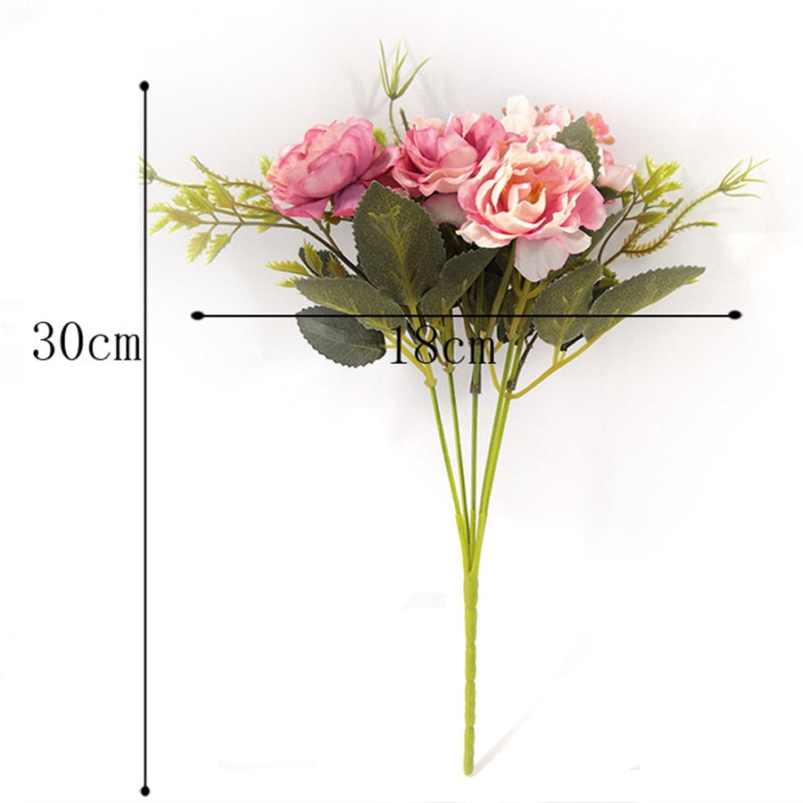 Vintage Silk Flower Bouquet Moderne Vases