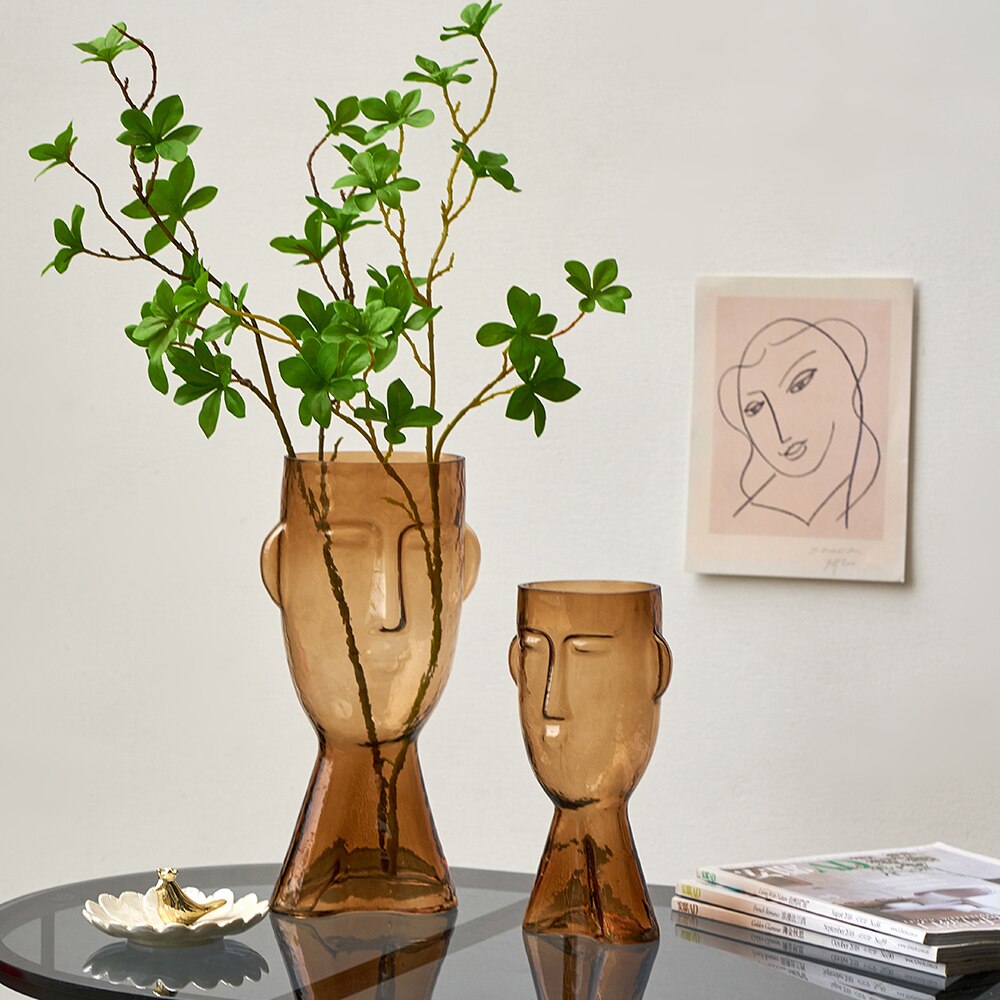 Abstract Human Face Glass Vase Moderne Vases
