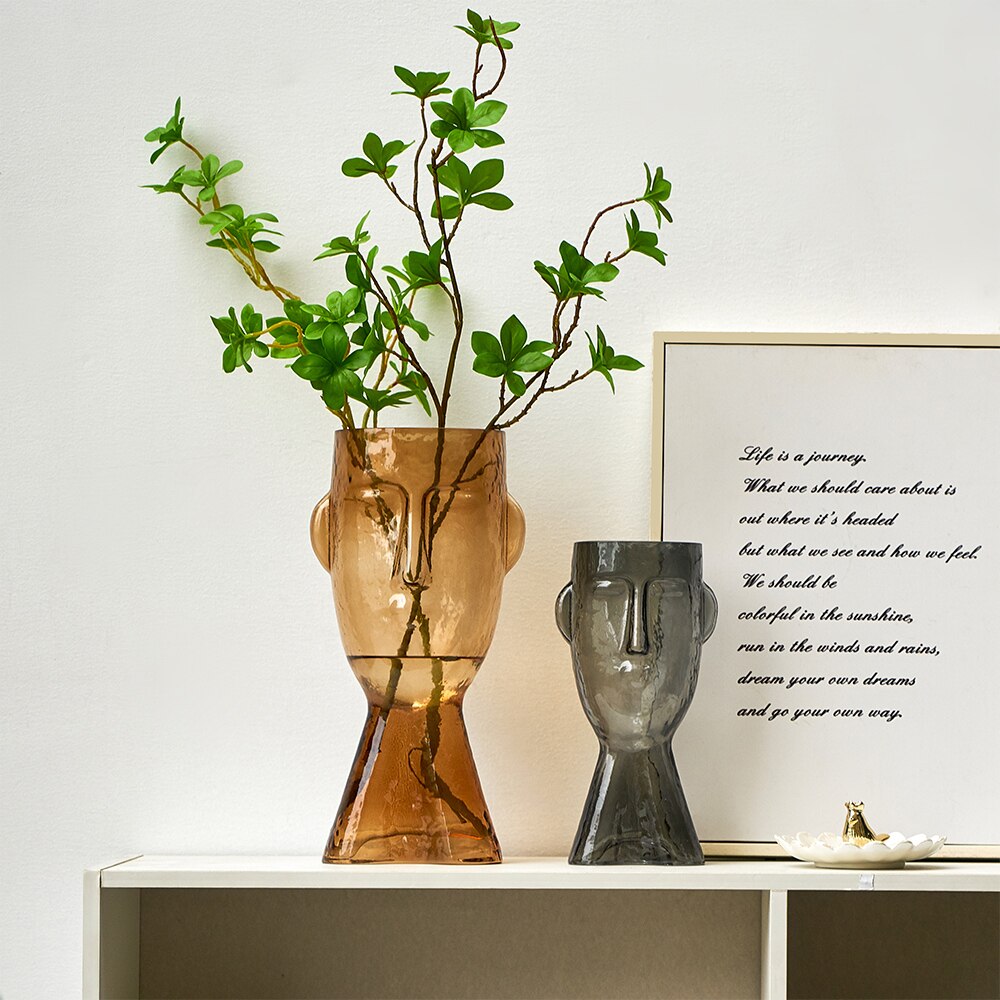 Abstract Human Face Glass Vase Moderne Vases