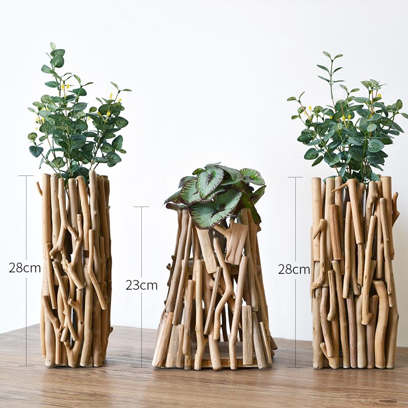 Handmade Solid Wood Rustic Vases Moderne Vases