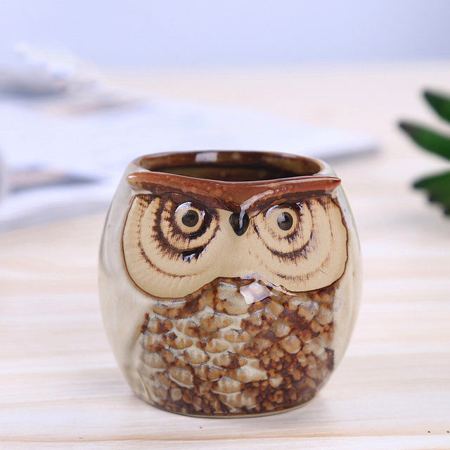 Mini Owl Ceramic Plant Pots Moderne Vases