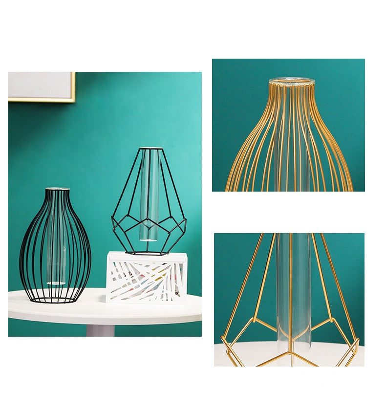 Nordic Glass and Metal Vases Moderne Vases