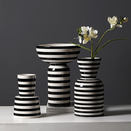Striped Hydroponic Ceramic Vase Moderne Vases
