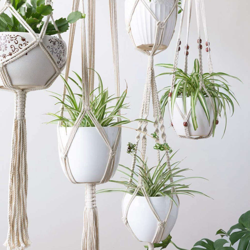 Macrame Plant Hangers - Pack of 4 Moderne Vases