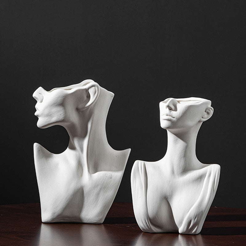 Feminine Silhouette Ceramic Vase Moderne Vases