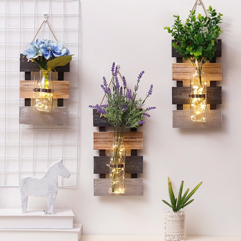 Creative Glass + Wooden Base Plant Vase Moderne Vases
