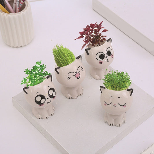 Japanese Cartoon Cat Ceramic Plant Pot Moderne Vases