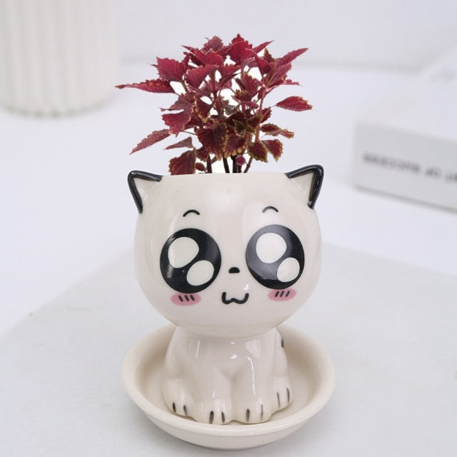 Japanese Cartoon Cat Ceramic Plant Pot Moderne Vases