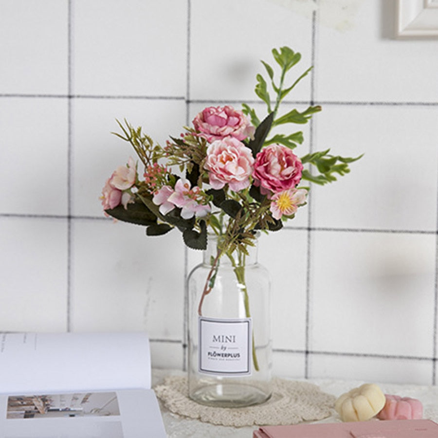 Vintage Silk Flower Bouquet Moderne Vases