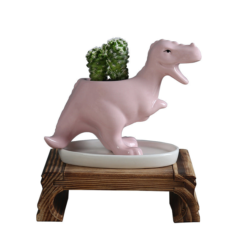 Ceramic Small Dinosaur Plant Pots Moderne Vases