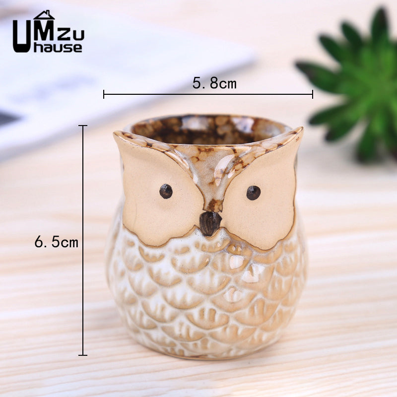 Mini Owl Ceramic Plant Pots Moderne Vases