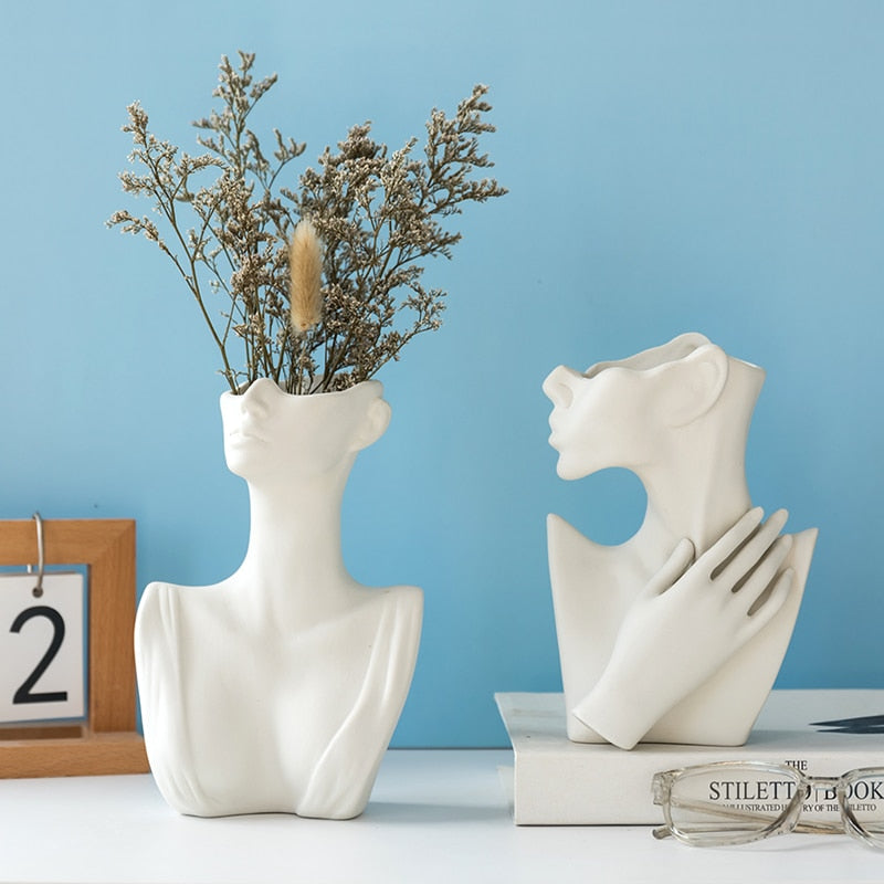 Feminine Silhouette Ceramic Vase Moderne Vases