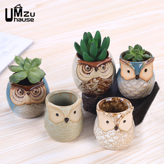 Mini Owl Ceramic Plant Pots Moderne Vases