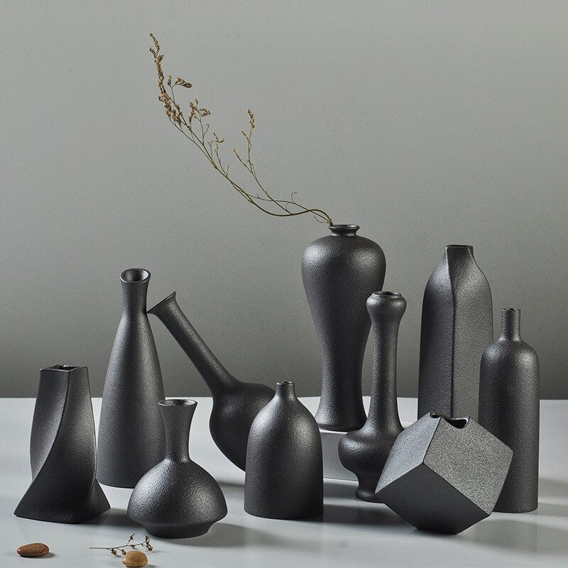 Black Ceramic Japanese Vase Moderne Vases