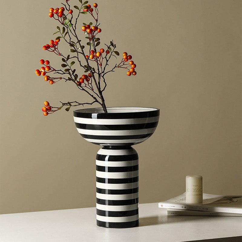 Striped Hydroponic Ceramic Vase Moderne Vases