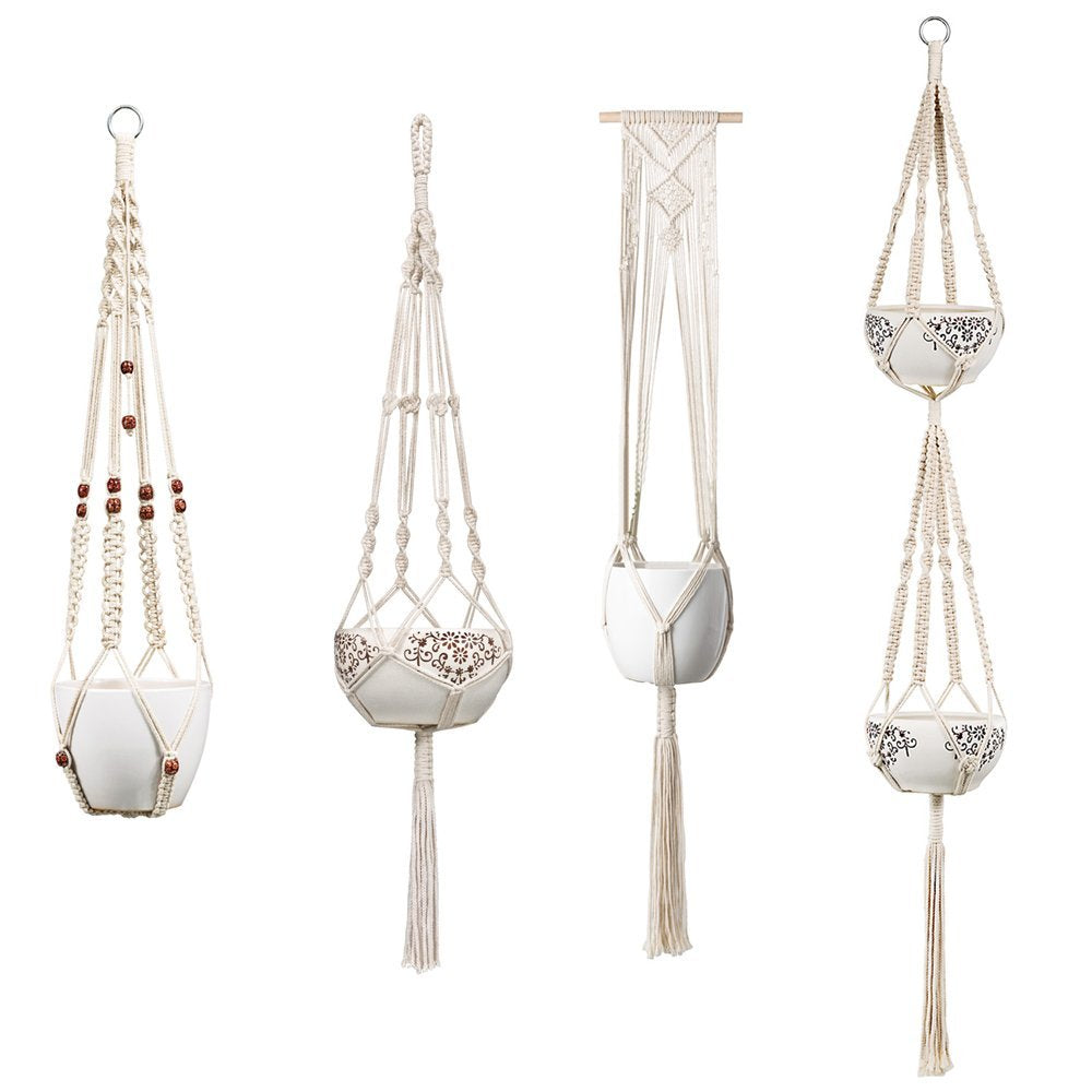 Macrame Plant Hangers - Pack of 4 Moderne Vases