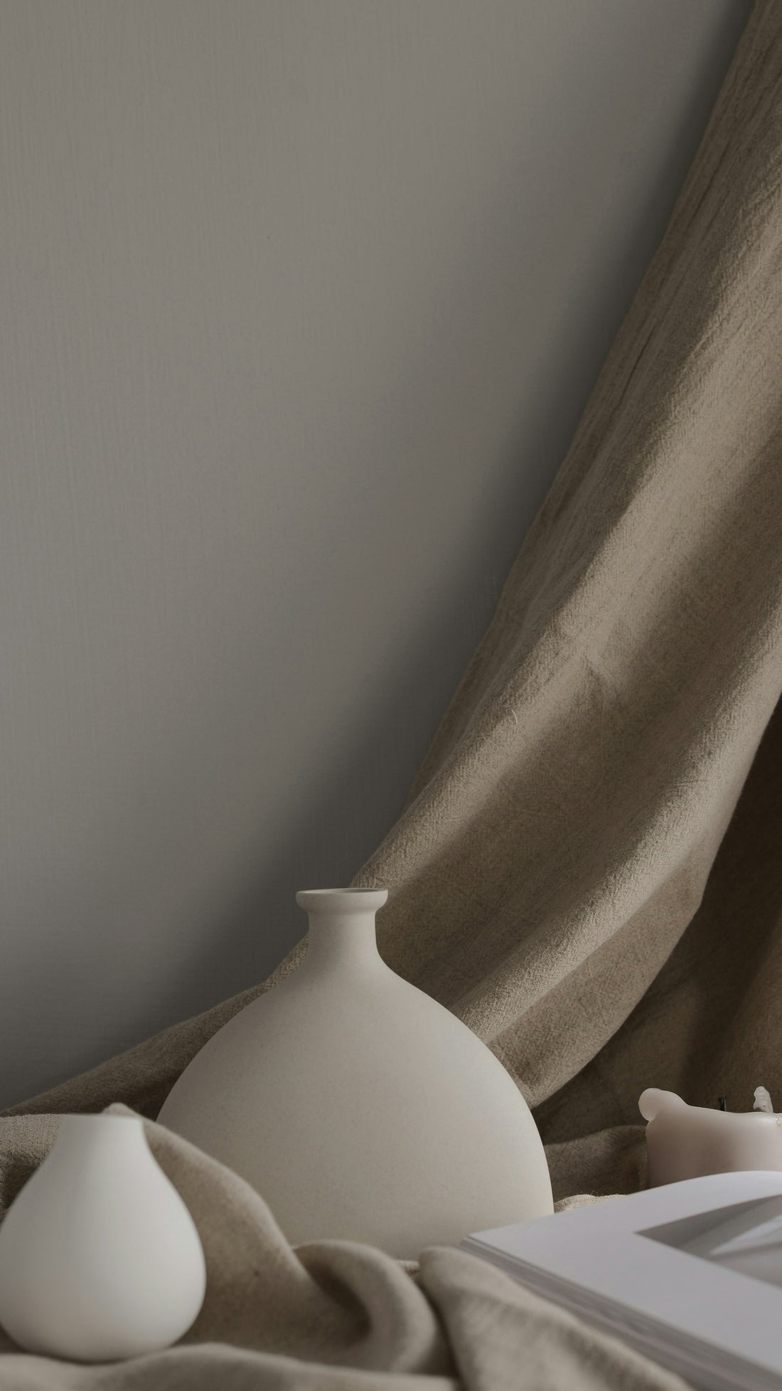 Minimalist white ceramic vases