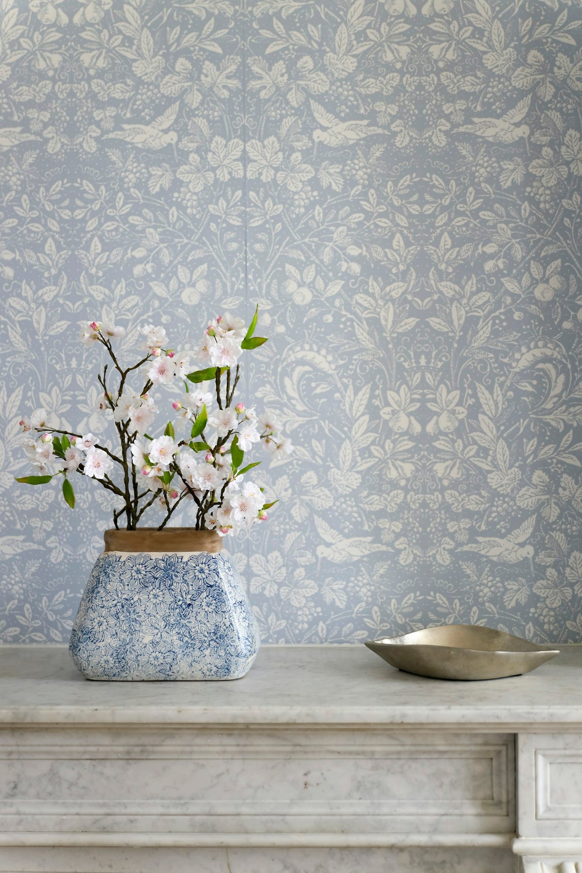 Ceramic vase with fresh-cut flowers