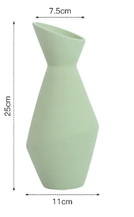 Modern Geometric Ceramic Vase — Oblique Mouth Moderne Vases