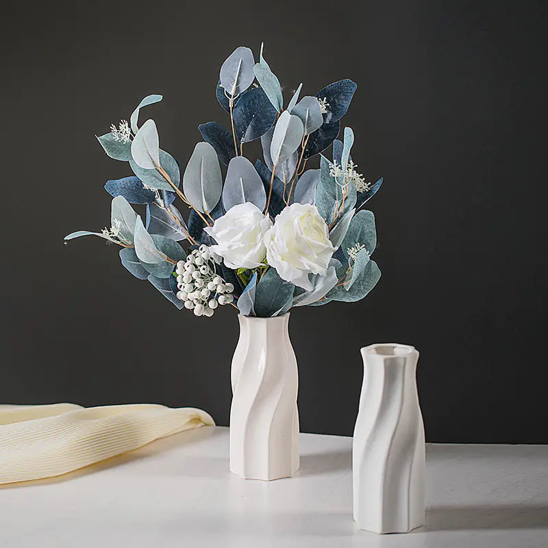 Modern Minimalist White Ceramic Flower Vase Moderne Vases