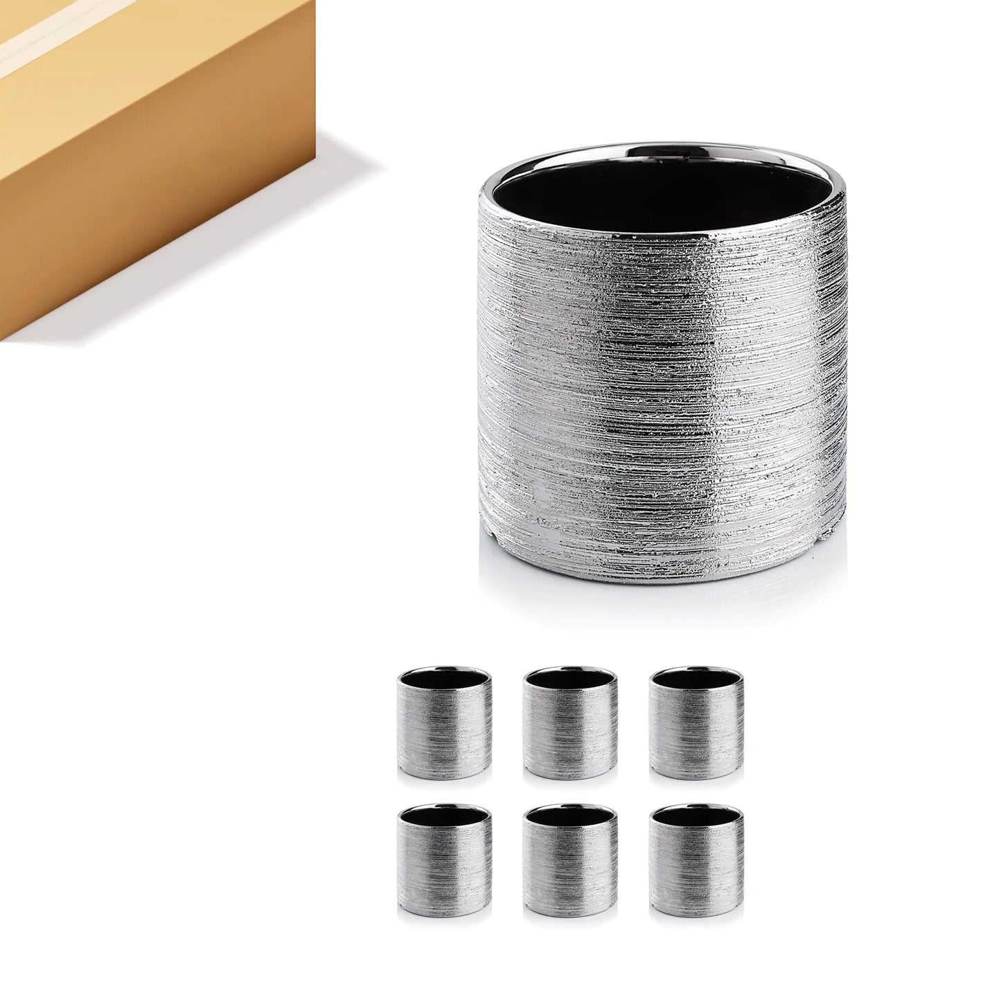 WGVI Silver Etched Ceramic Cylinder Vase — 6-Piece Set Moderne Vases