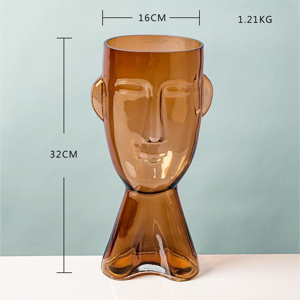 Abstract Human Face Glass Vase Moderne Vases