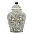 Chinoiserie Ceramic Ginger Jar with Lid — 12" Moderne Vases