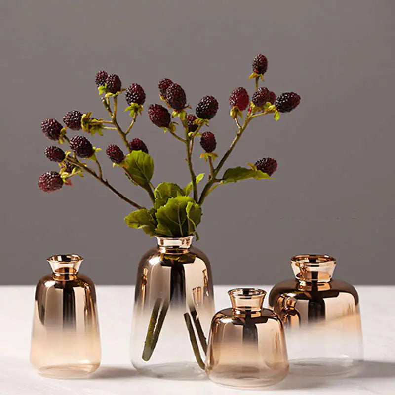Nordic Modern Gold-Plated Glass Vase Moderne Vases