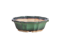Flower Design Bonsai Pot 8 Inch – Elegant Ceramic Bonsai & Succulent Planter, High‑Fired Frost‑Proof Stoneware with Drainage & Wiring Holes, Handmade in USA (Avocado) Willow Bonsai Ceramics