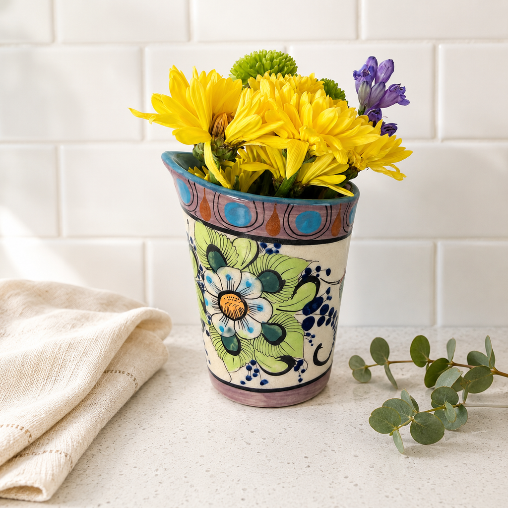 Hand-Painted Flared Ceramic Vase Upavim Crafts
