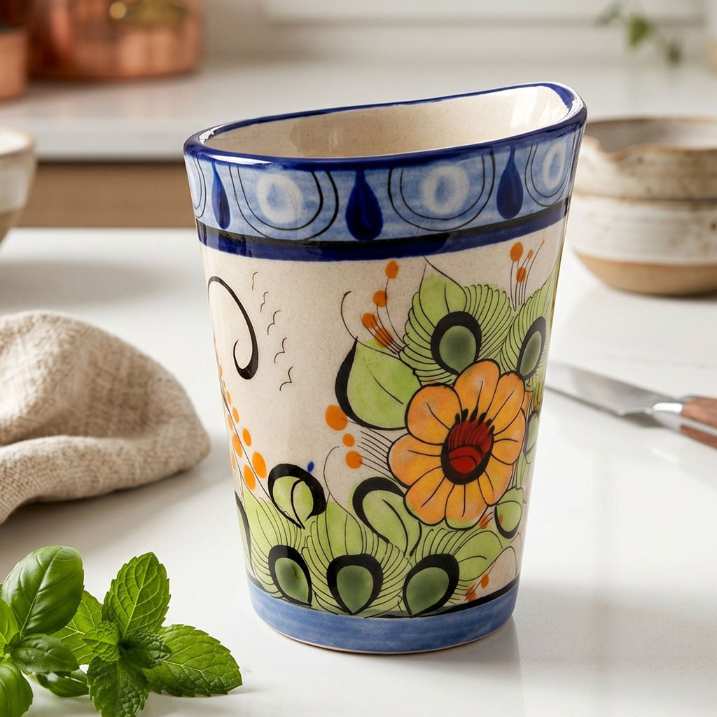 Hand-Painted Flared Ceramic Vase Upavim Crafts