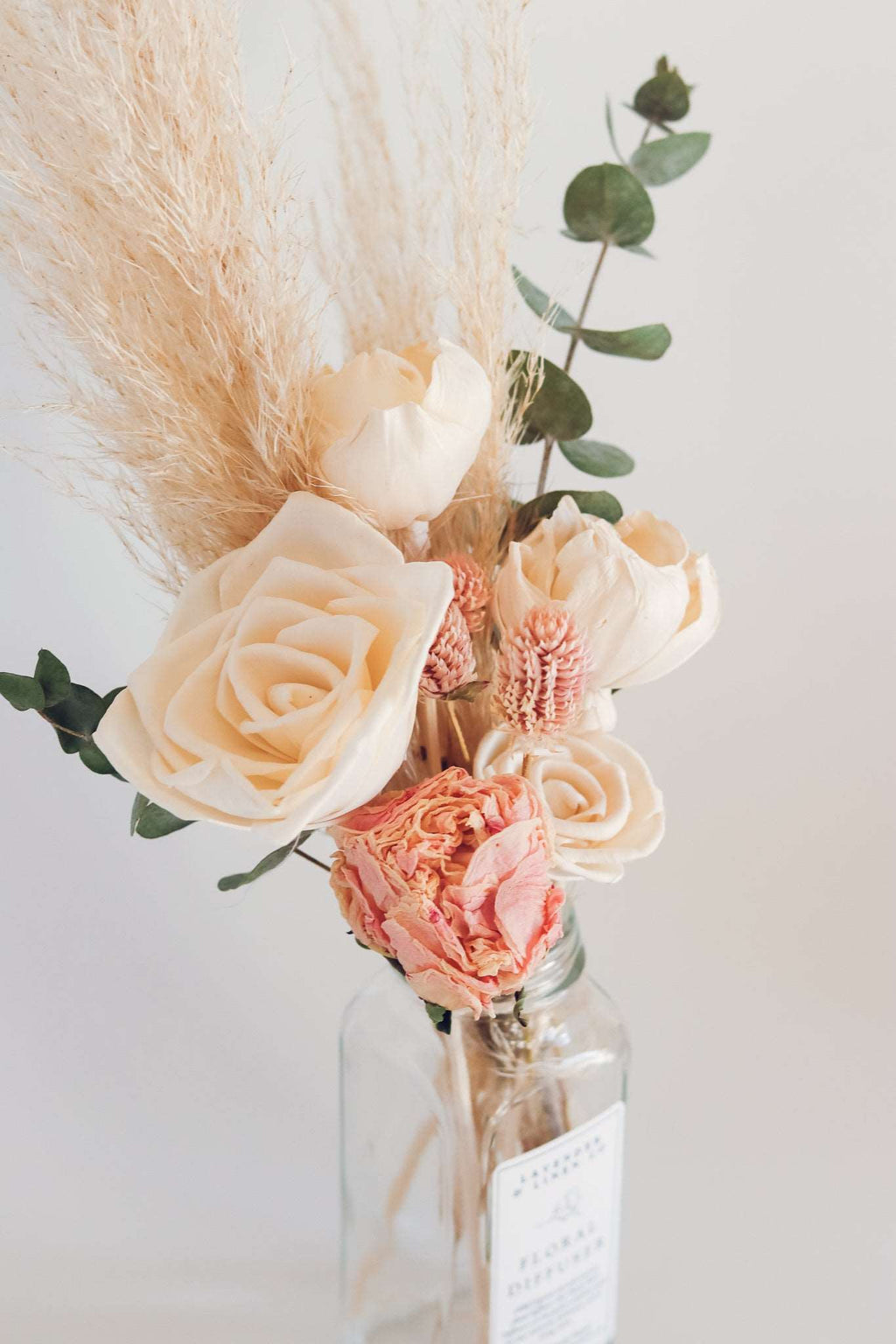 Botanical Diffuser Bouquet | Preserved Floral Home Fragrance with Blush Peonies 8oz Nustad Family Ranch