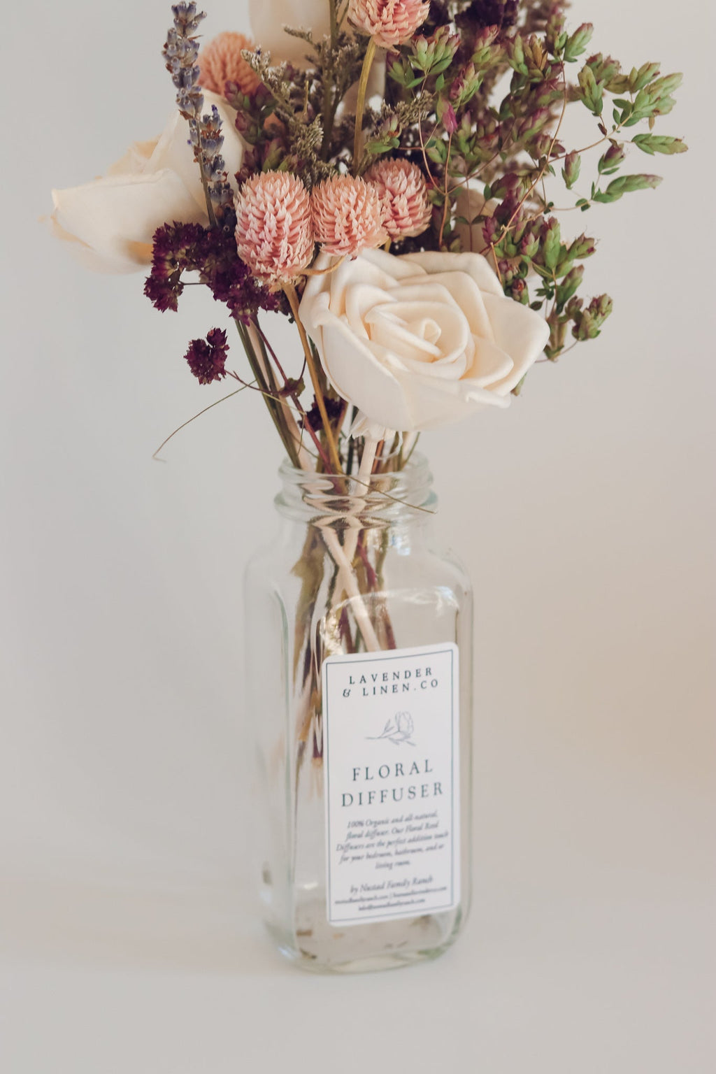 Dried Flower Reed Diffuser | Floral Home Fragrance with Caspia 8oz Nustad Family Ranch