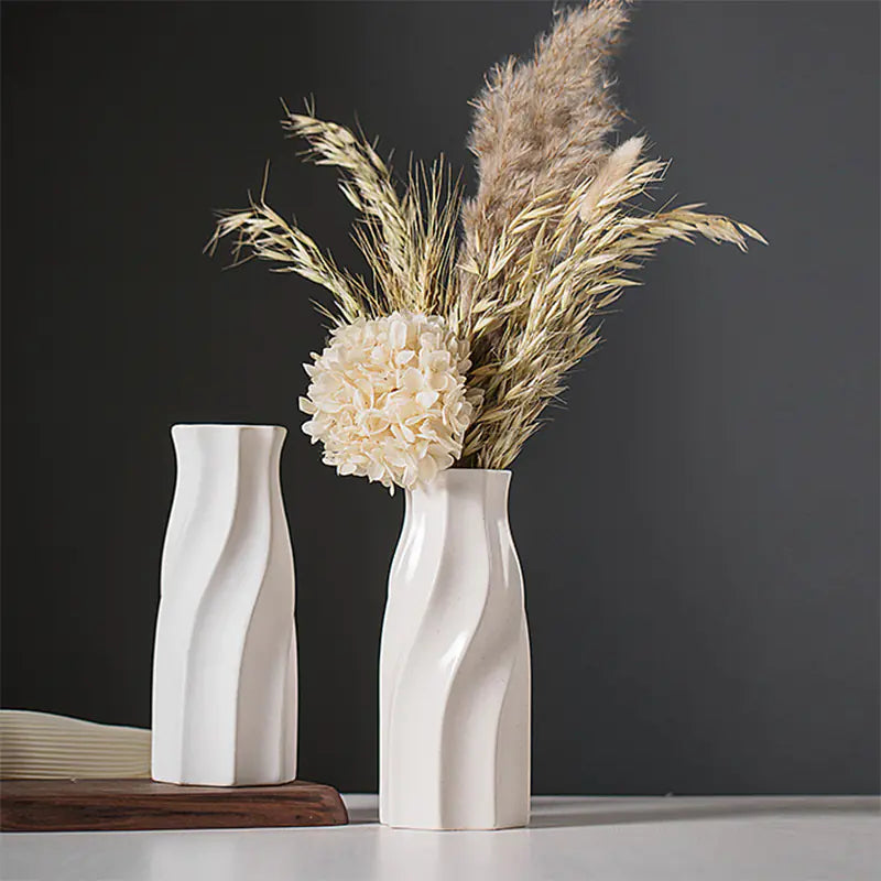 Modern Minimalist White Ceramic Flower Vase Moderne Vases