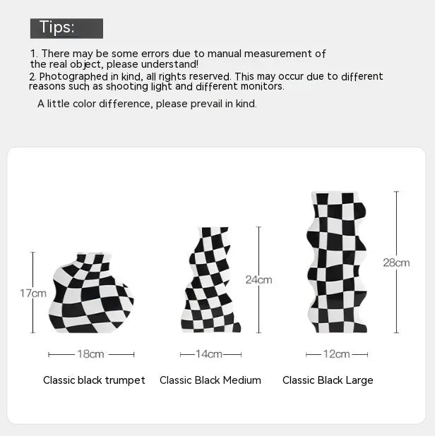 Chessboard Grid Ceramic Vase Moderne Vases