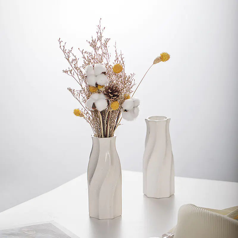 Modern Minimalist White Ceramic Flower Vase Moderne Vases