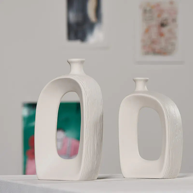 Modern White Ceramic Dried Flower Vase Moderne Vases