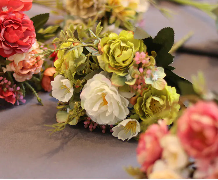 10-Peony Artificial Flower Bouquet Moderne Vases