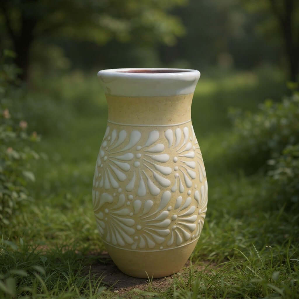 Cream & White Talavera Vase | Handmade Floral Pottery The Talavera Hub
