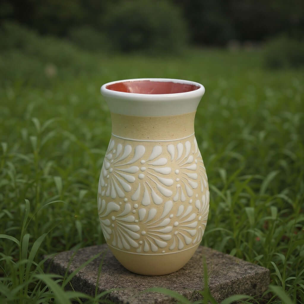 Cream & White Talavera Vase | Handmade Floral Pottery The Talavera Hub
