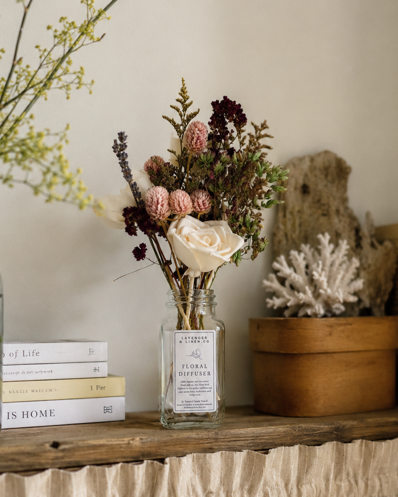 Dried Flower Reed Diffuser | Floral Home Fragrance with Caspia 8oz Nustad Family Ranch