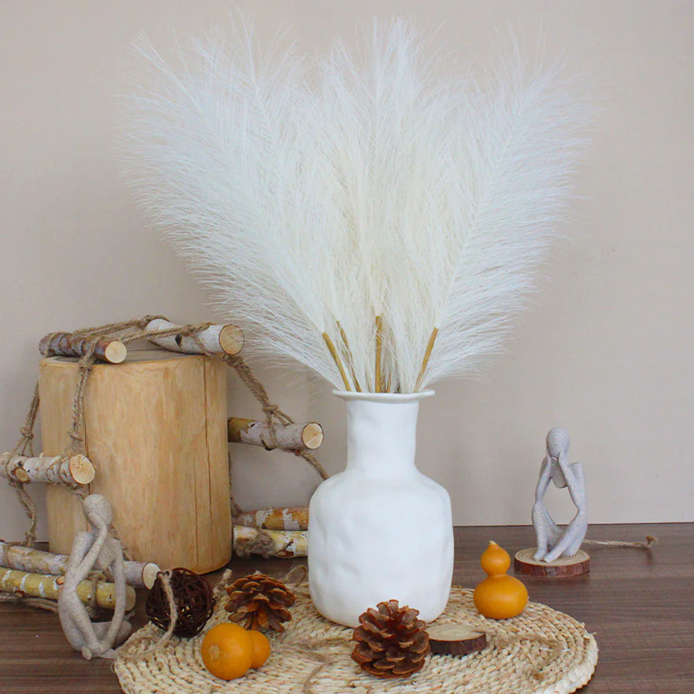 Faux Pampas Stems, Set of 6 Moderne Vases