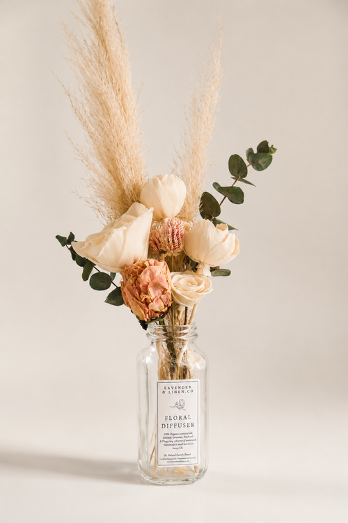 Botanical Diffuser Bouquet | Preserved Floral Home Fragrance with Blush Peonies 8oz Nustad Family Ranch