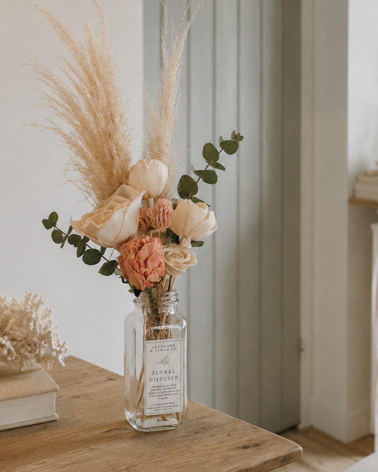 Botanical Diffuser Bouquet | Preserved Floral Home Fragrance with Blush Peonies 8oz Nustad Family Ranch